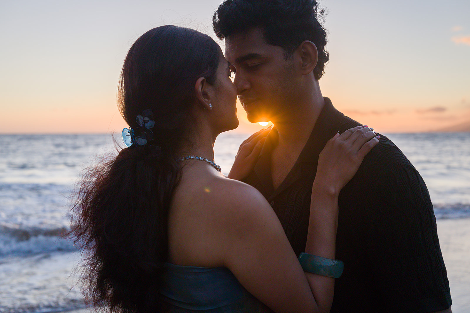 A family photographed in warm evening light in Wailea